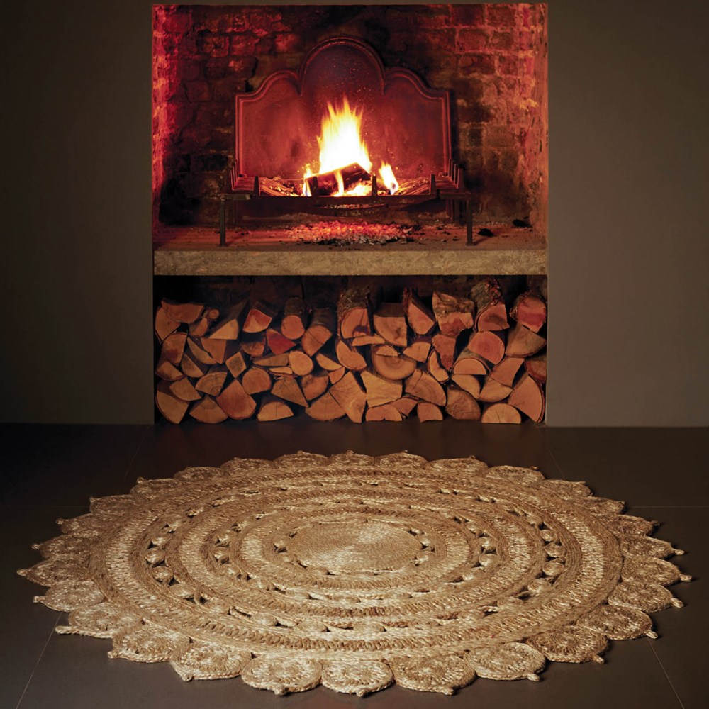 Zira Circular Jute Rugs 001 in Natural